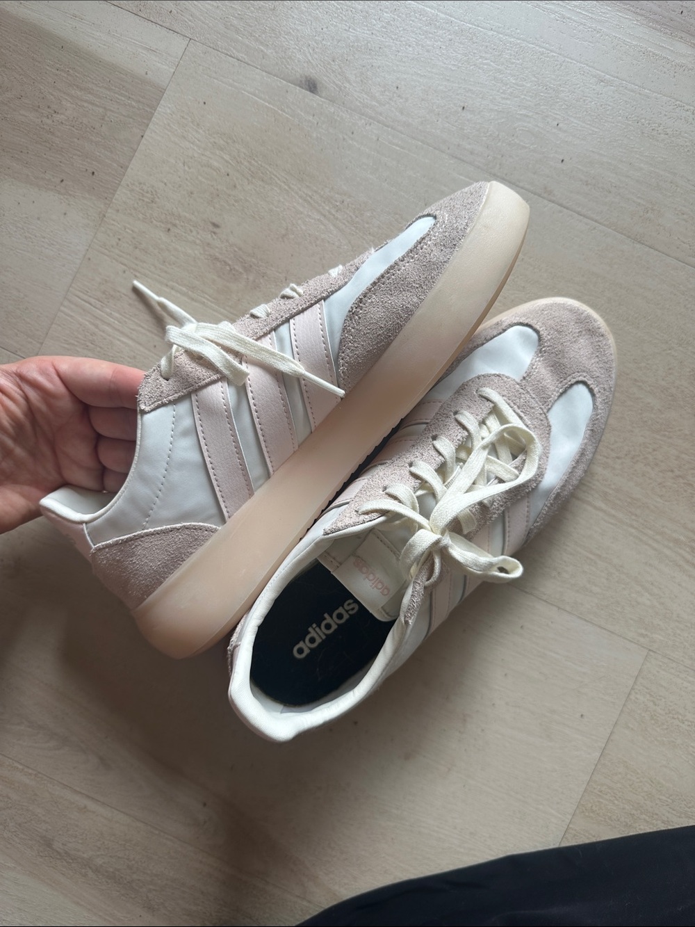 adidas Women’s Light Pink and Cream Retro Runner Sneakers